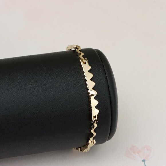 "Trendy Zigzag Rose Gold Bracelet in High Quality Gold Plated Brass, XPBL0868 - Picture 10 of 12
